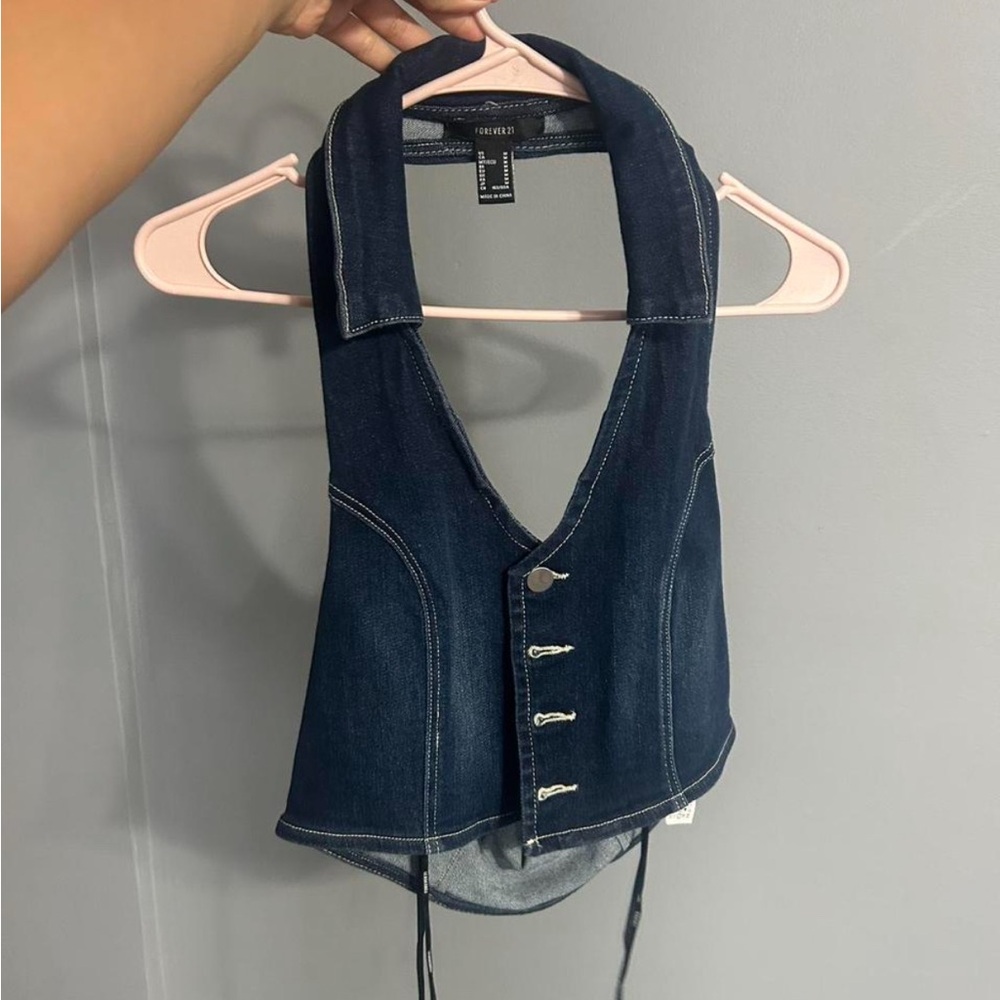 Frederick's of Hollywood Dark Blue Halter Blouse